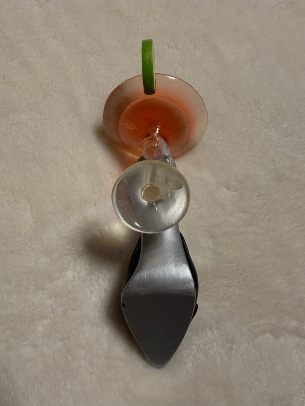 Novelty Glass Blown High Heel Shoe Features a Martini Glass with Orange Cocktail - Picture 6 of 7